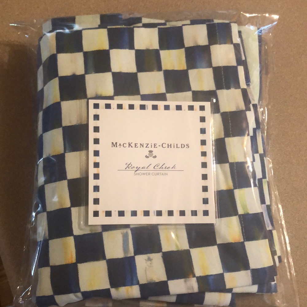 Mackenzie Childs royal check shower curtain new